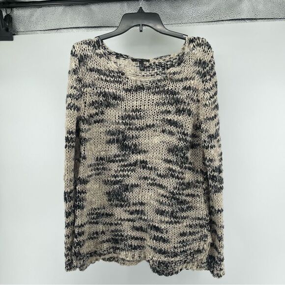 Mango MNG Suit Women’s Black Creme Metallic Marled Open Knit Pullover Sweater M - Picture 3 of 11